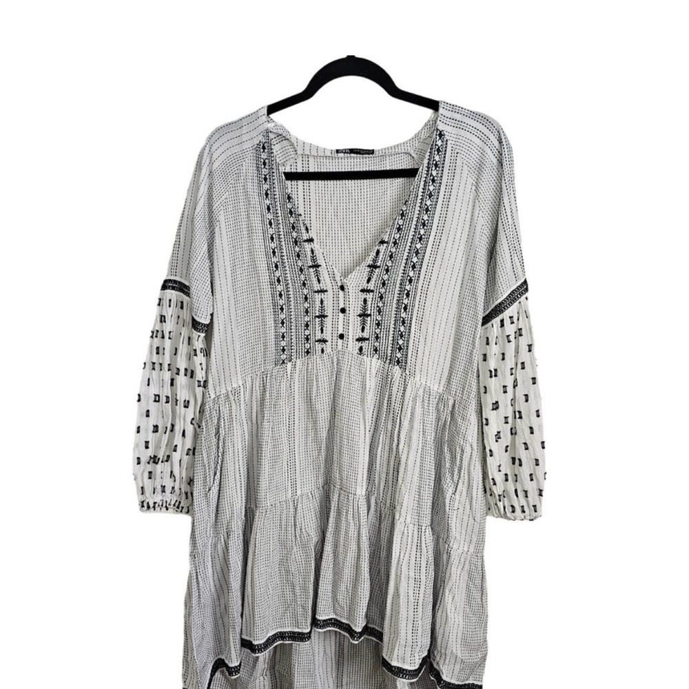 Zara Black and White Patterned Tunic Dress